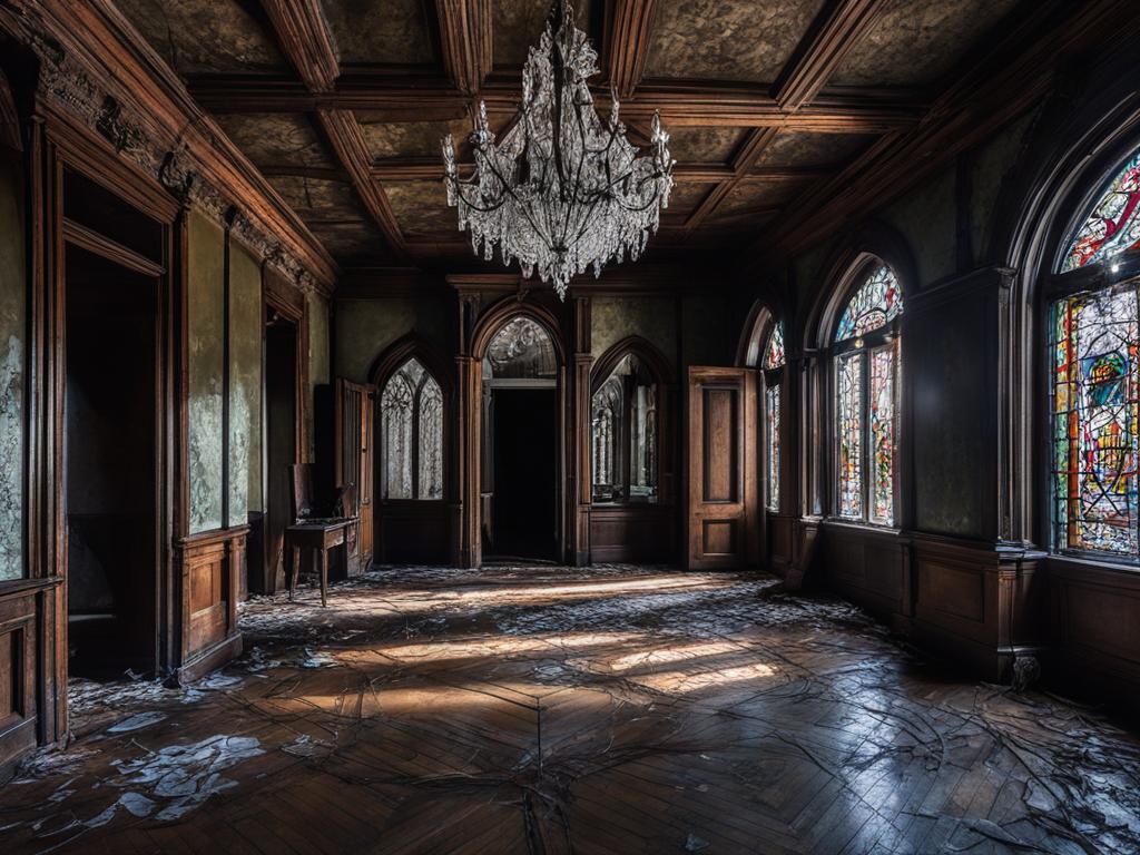 interior of abandoned Victorian mansion
