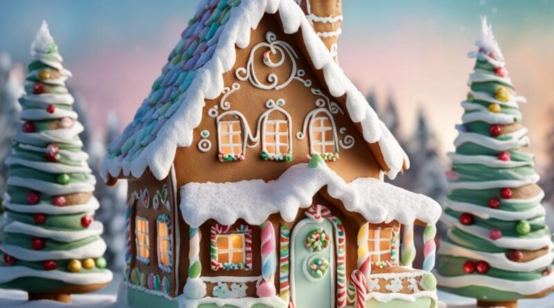 pastel gingerbread house