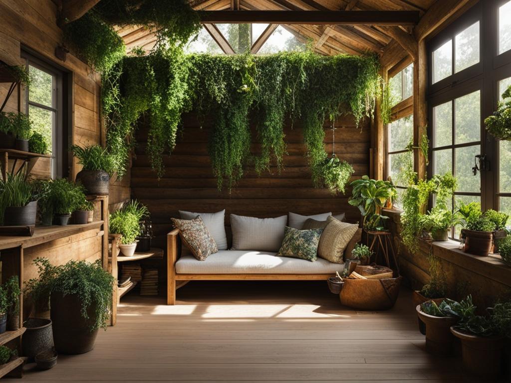 shed interiors with plants