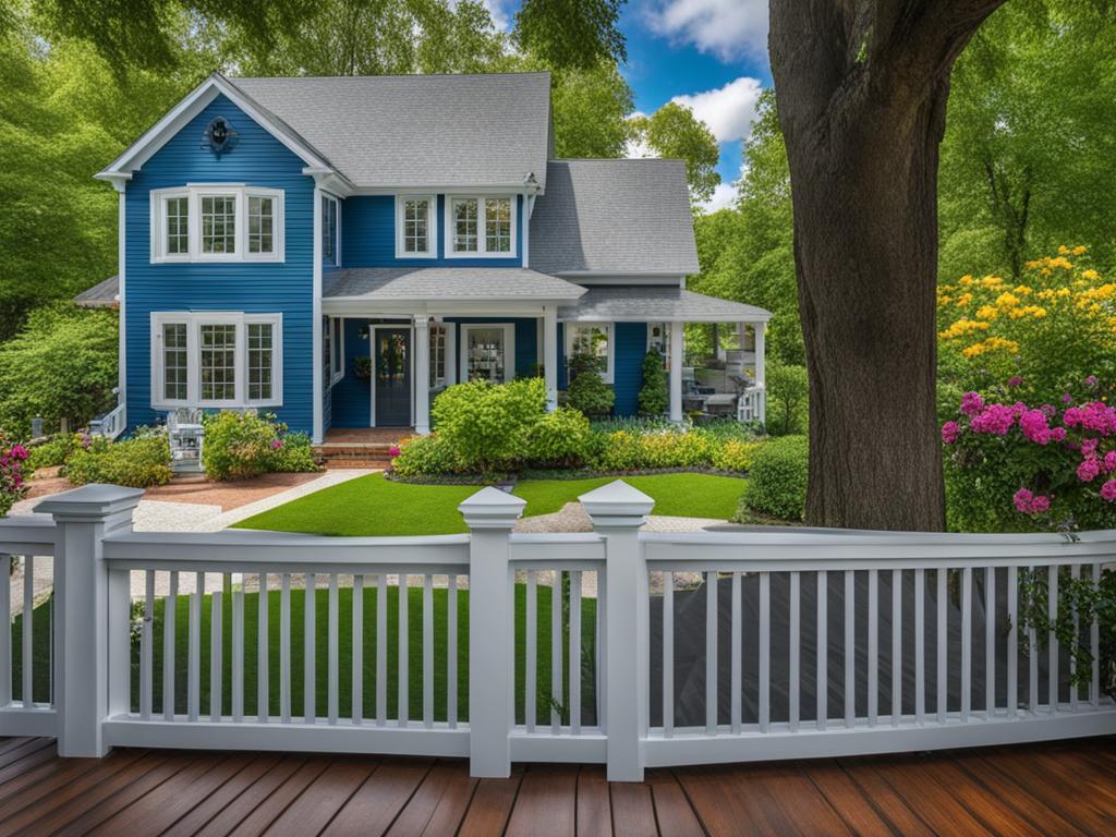 Blue House with Light Gray Deck