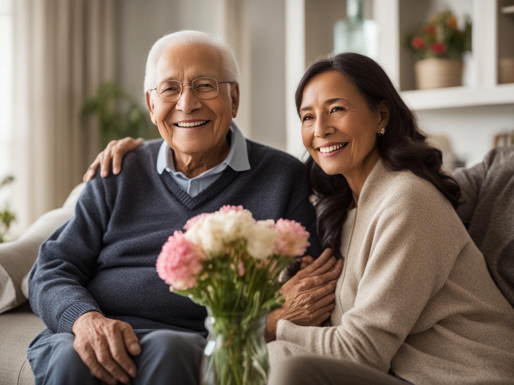 Senior couple with their caregiver