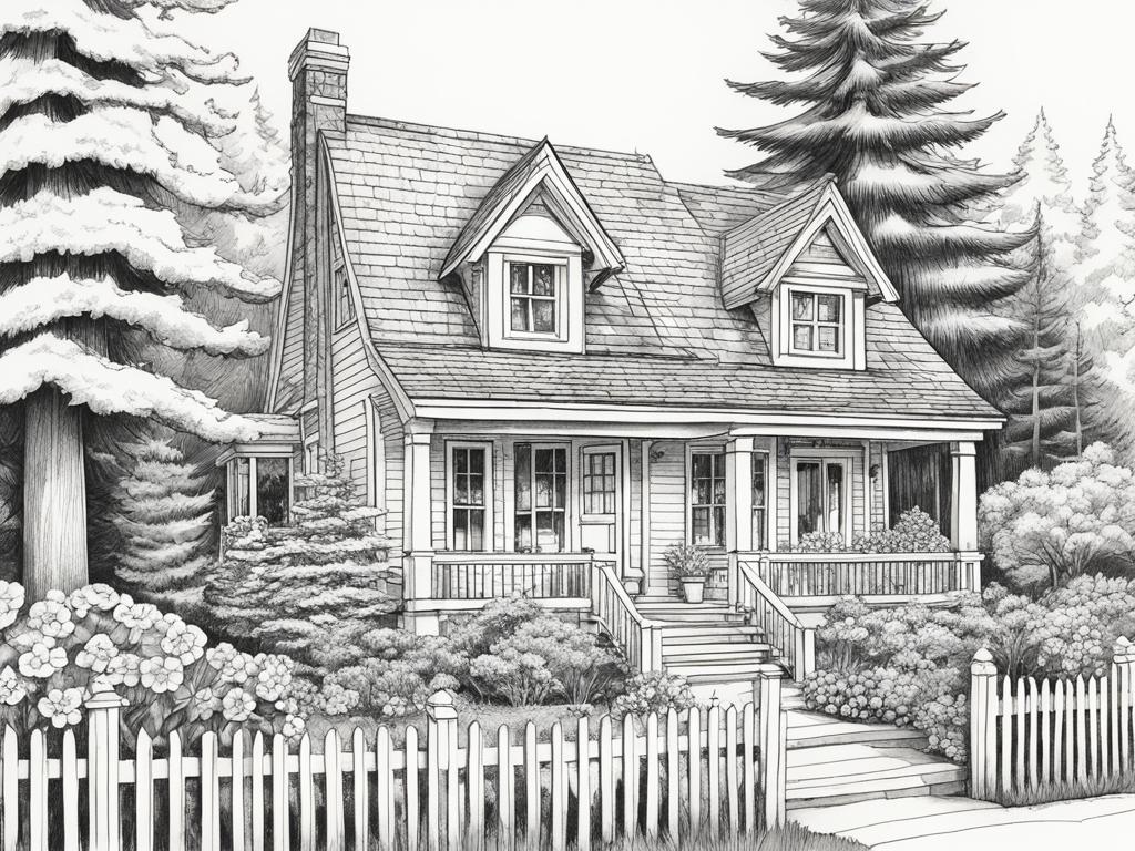 hand-drawn pencil sketch house portrait