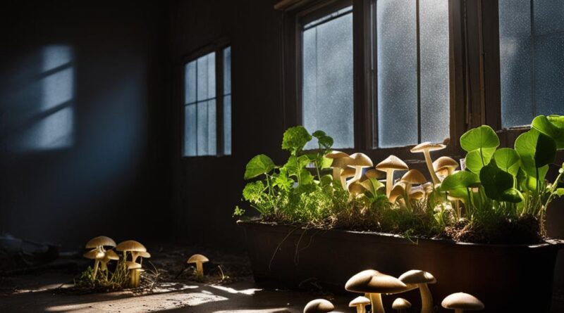 mushrooms growing in house