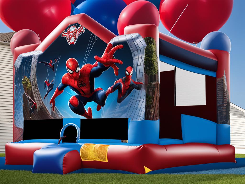 spiderman themed bounce house
