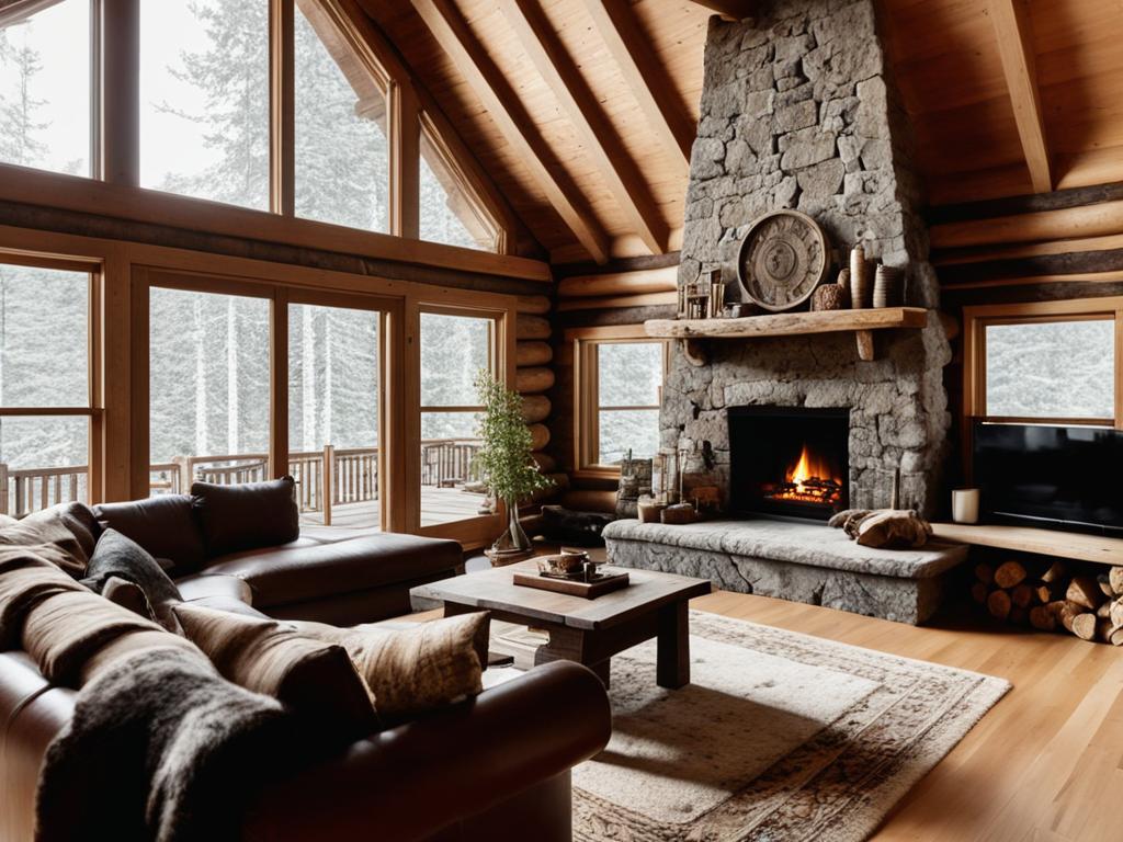 wood accents in log cabin decor